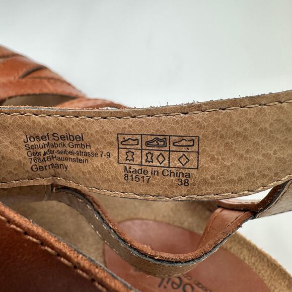 New Josef Seibel Hailey Gladiator Sandals EU 38 Camel Tan Leather Boho US 7-7.5 - Picture 9 of 10